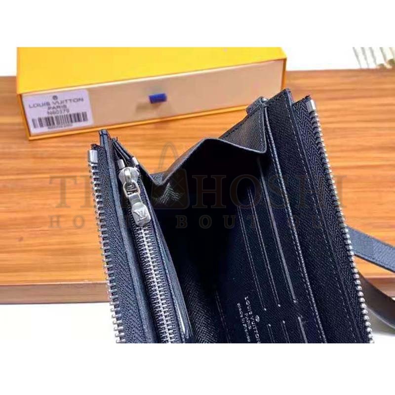 L0vis Vvtt0n LV Men Zippy Dragonne Wallet Damier Graphite Coated Canvas-Grey Master Quality