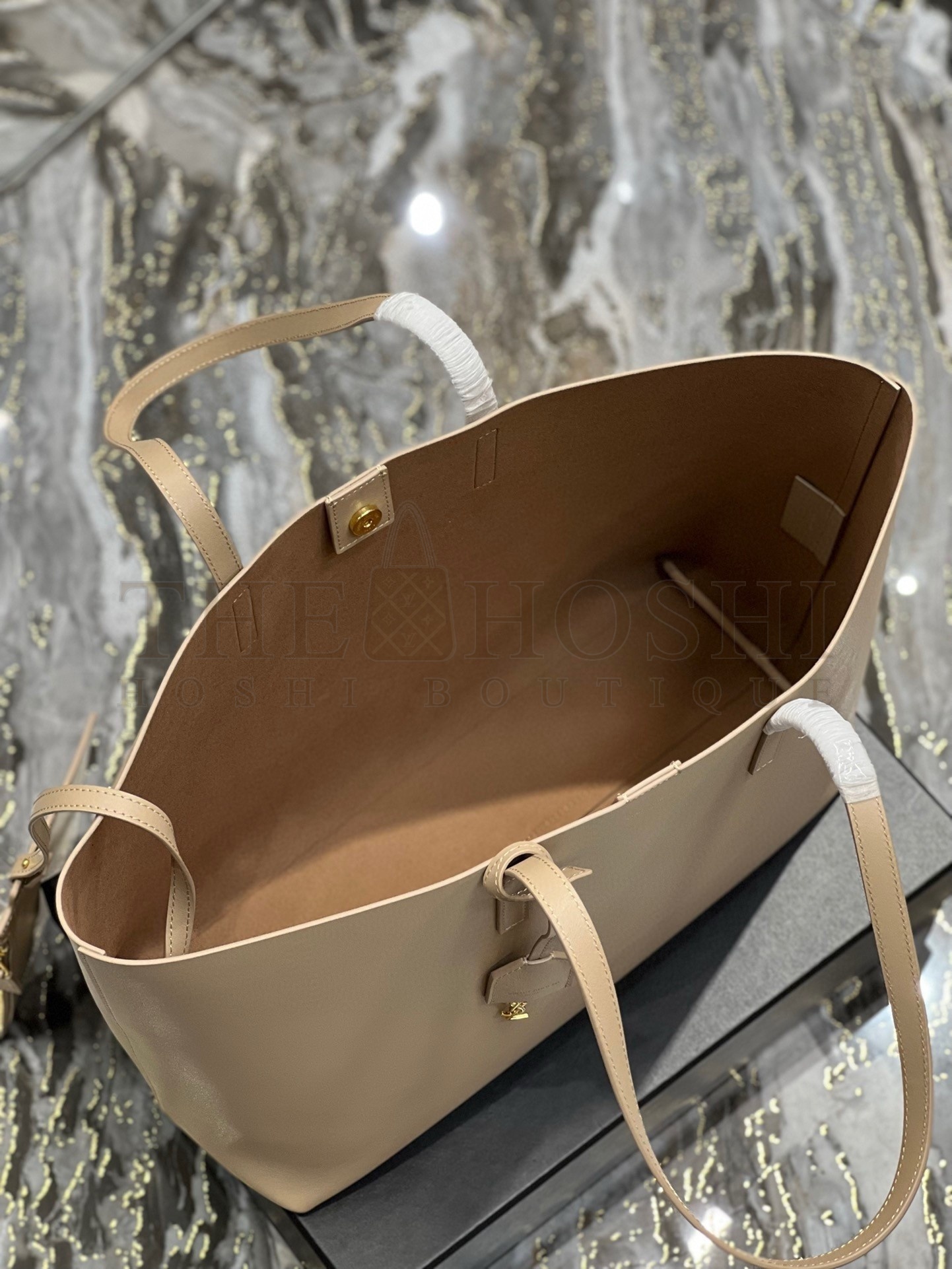 Sa1nt Lau*nt Shopping Tote Bag in Beige Leather Master Quality