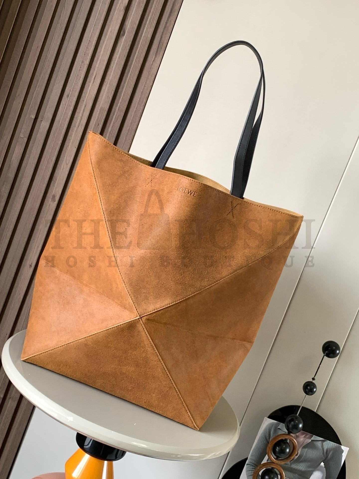 L0ew* XL Puzzle Fold Tote Bag in Brown Suede Calfskin Master Quality