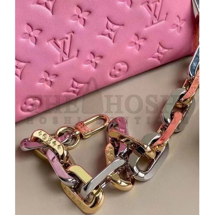 L0vis Vvtt0n LV Women Coussin PM Handbag Rose Bonbon Pink Lambskin Cowhide Leather Master Quality