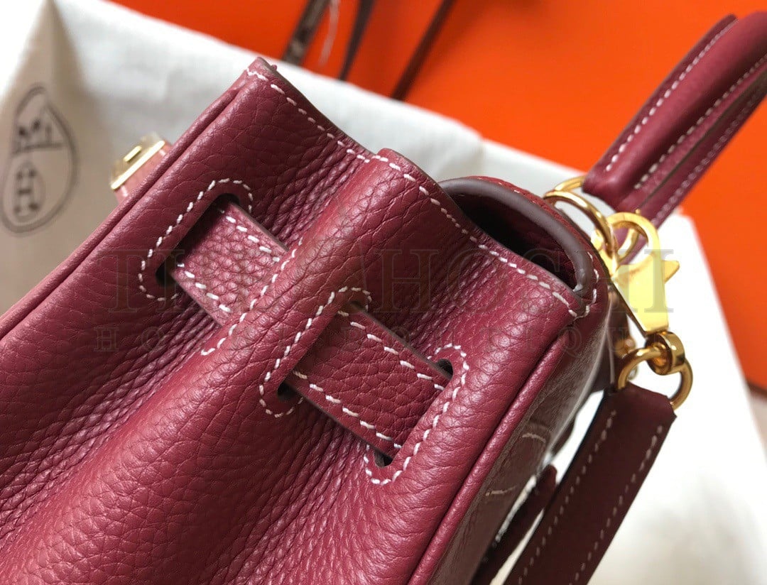 H**me5 Kelly 28cm Retourne Bag in Bordeaux Clemence Leather GHW Master Quality