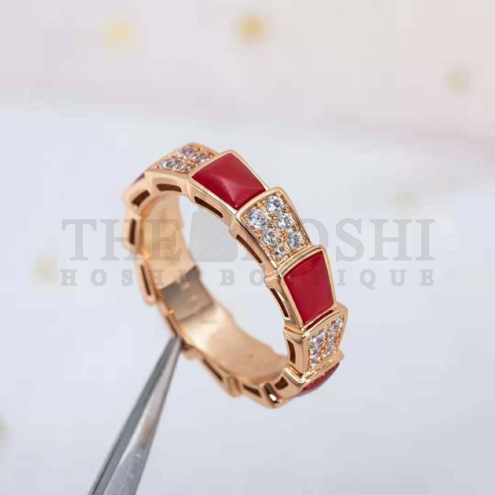 Bv1g*ai Women Serpenti Viper Band Ring in 18 KT Rose Gold-Red Master Quality