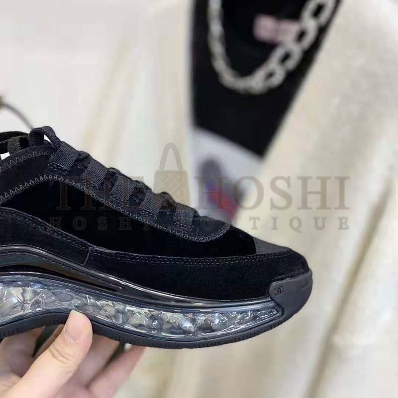 Ch**el Women Sneakers Suede Calfskin Velvet &amp; Grosgrain Black Master Quality