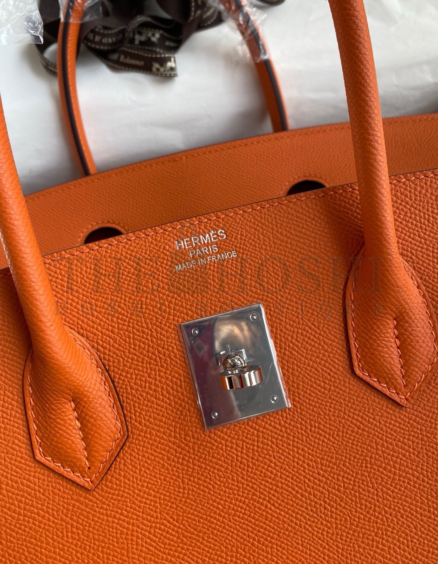 H**me5 Birkin 35 Retourne Handmade Bag in Orange Epsom Calfskin Master Quality
