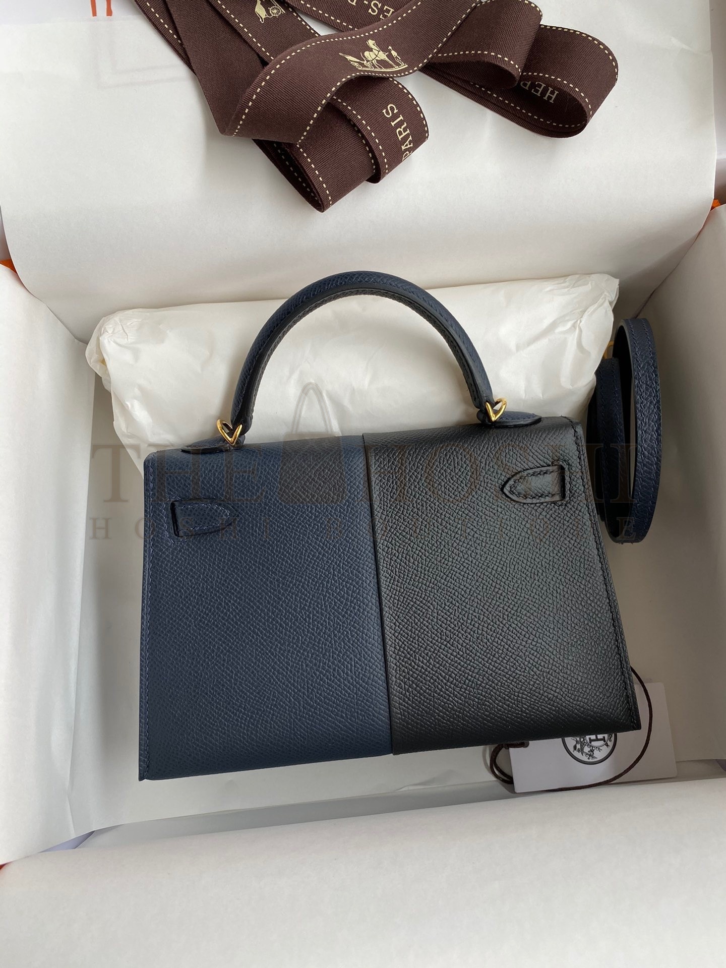 H**me5 Kelly Mini II Sellier Tri-color Bag In Black/Blue Indigo/Red Calfskin Master Quality
