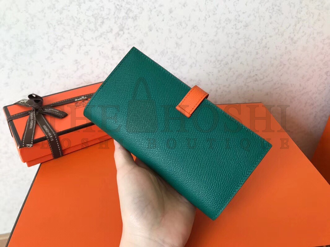 H**me5 Bi-Color Epsom Bearn Wallet Malachite/Orange Master Quality