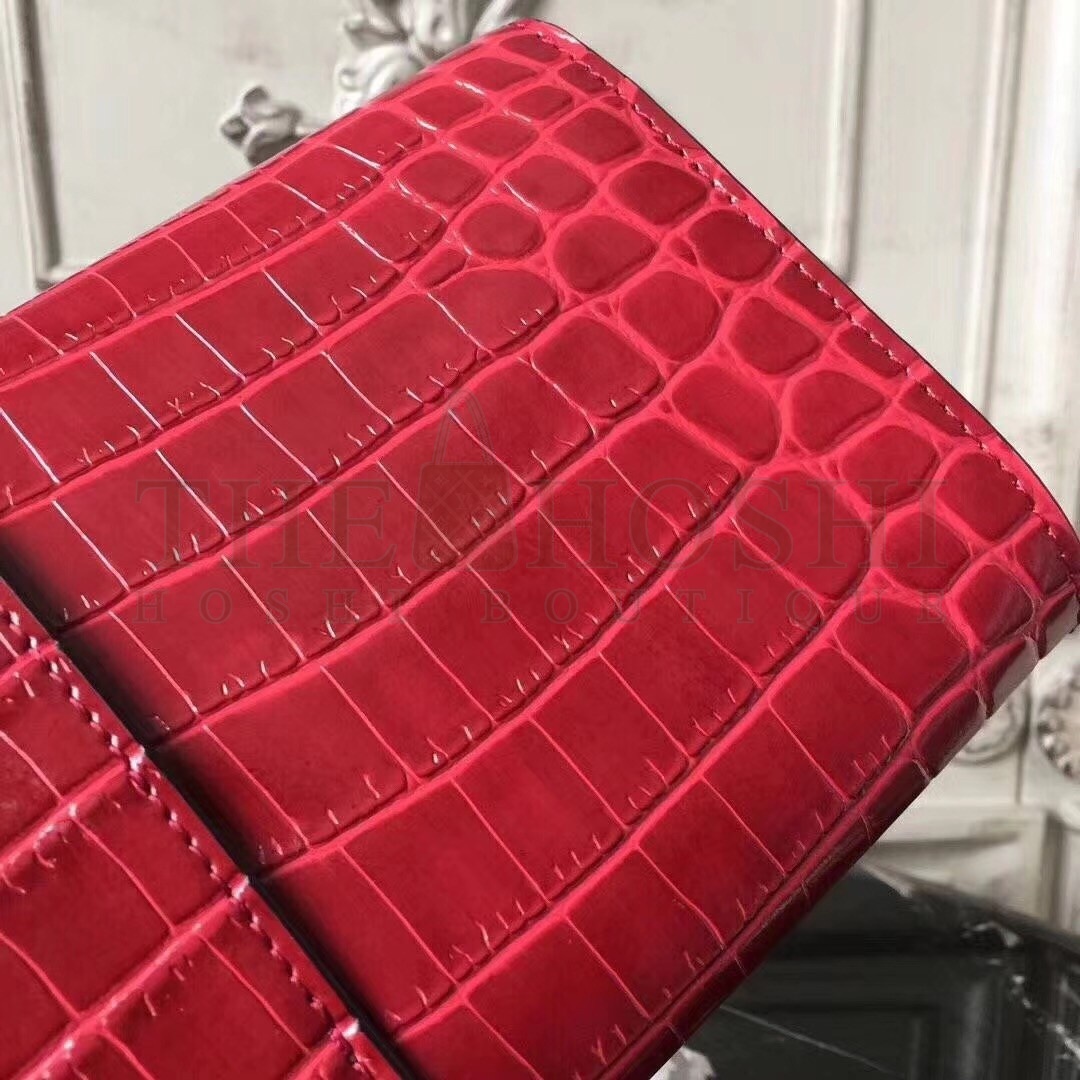 H**me5 Medor Clutch Bag In Red Crocodile Leather Master Quality