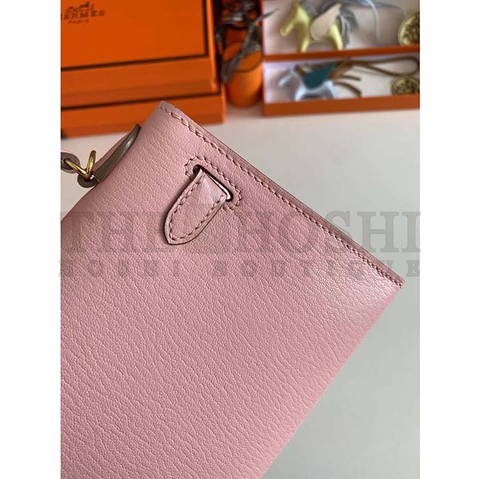 H**me5 Women Mini Kelly 20 Bag Suede Leather Gold Hardware-Pink Master Quality