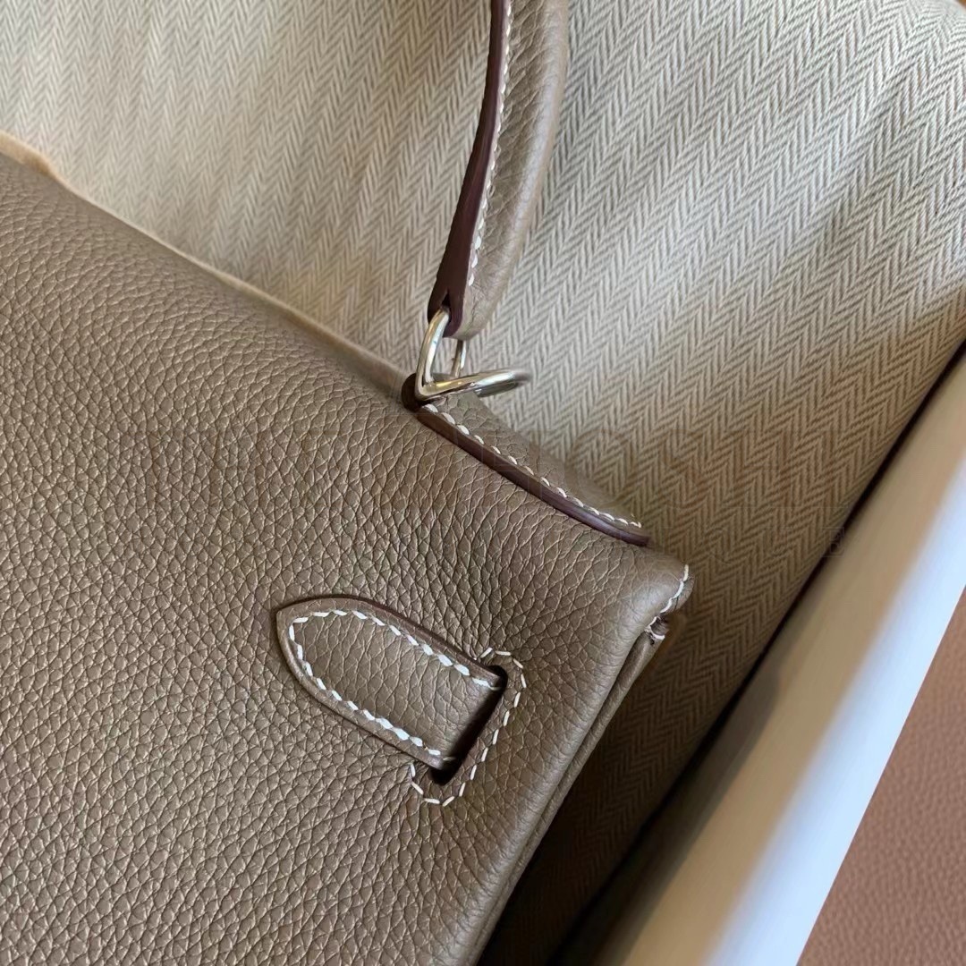 H**me5 Kelly Retourne 28 Handmade Bag In Taupe Togo Leather Master Quality