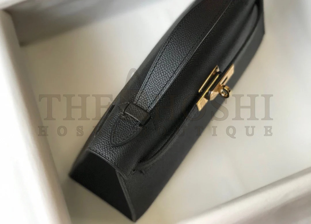 H**me5 Kelly Pochette Clutch Bag In Black Epsom Leather Master Quality