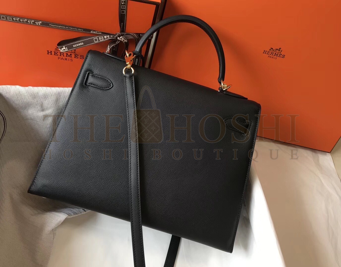 H**me5 Black Epsom Kelly 32cm Sellier Bag Master Quality