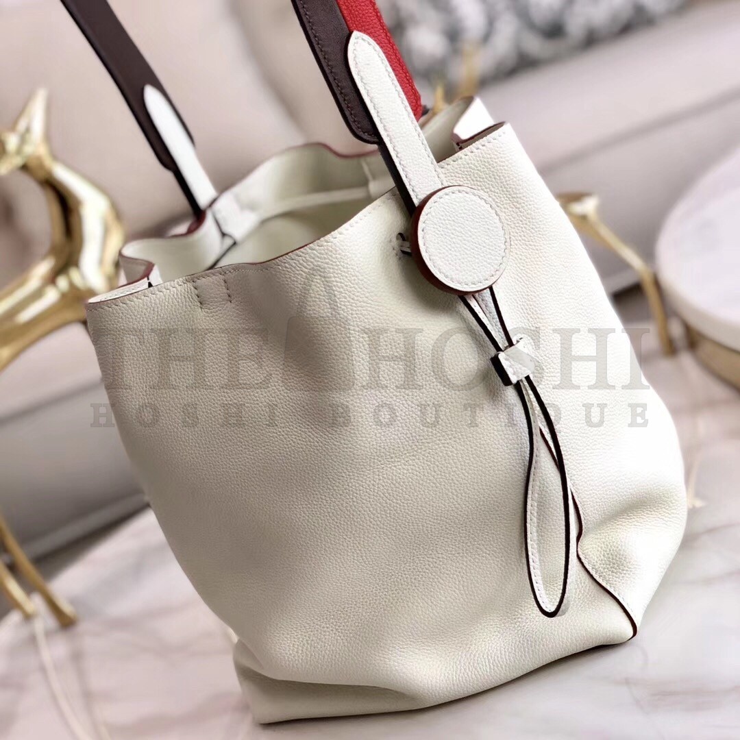 H**me5 Licol 17cm Bag In White Evercolor Calfskin Master Quality