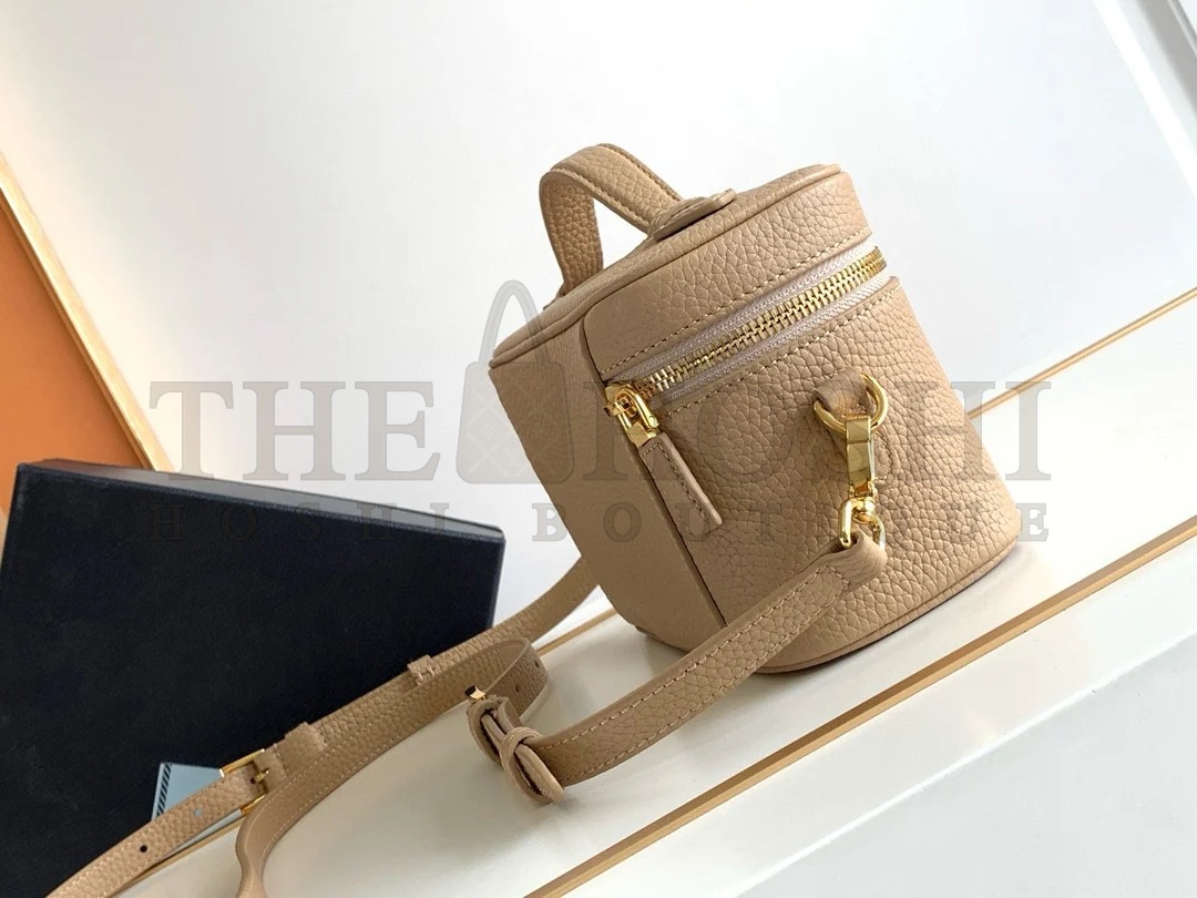 Pra*a Mini Vanity Bag in Sand Beige Grained Leather Master Quality