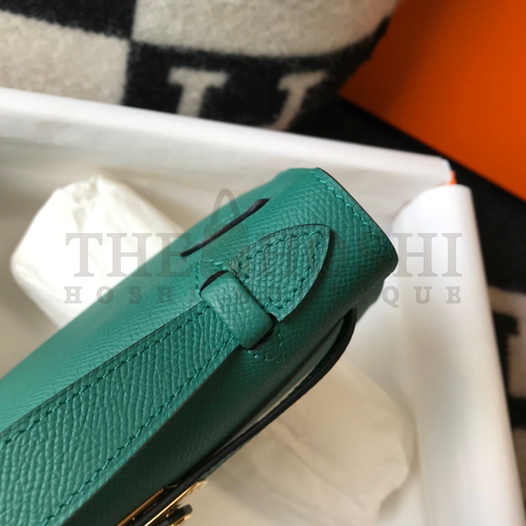 H**me5 Kelly Pochette Clutch Bag In Malachite Epsom Leather Master Quality