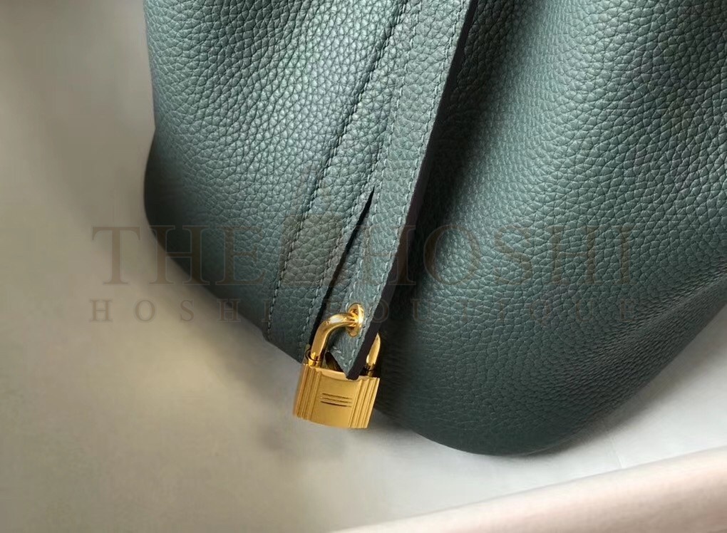 H**me5 Vert Amande Picotin Lock MM 22cm Handmade Bag Master Quality