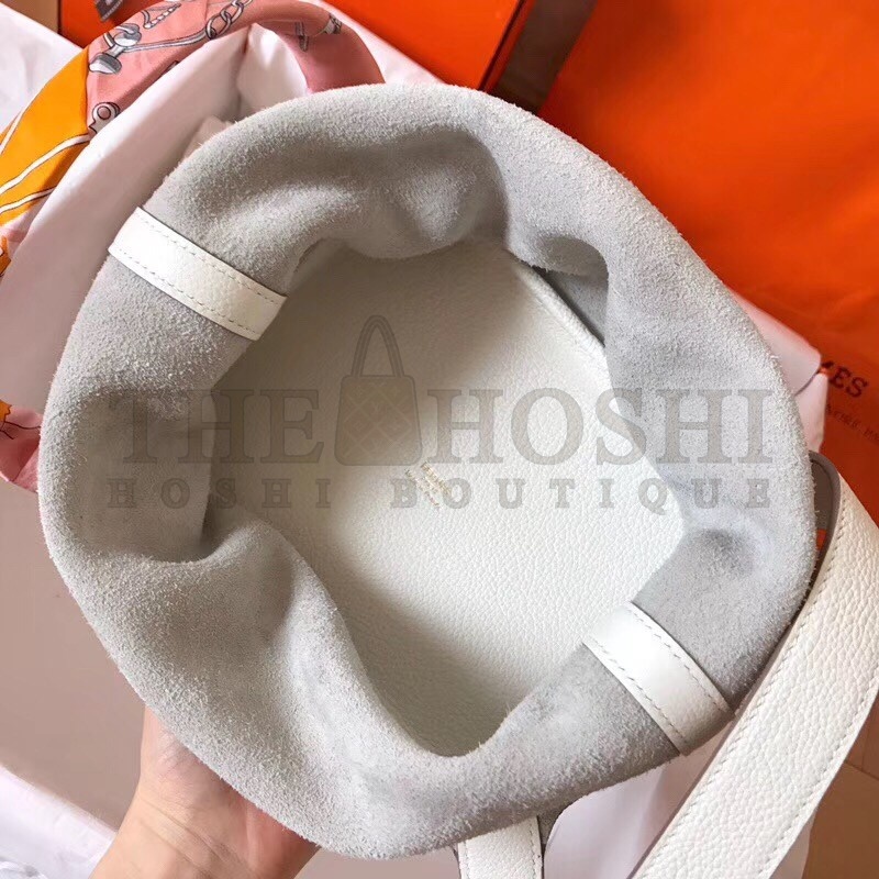 H**me5 White Picotin Lock MM 22cm Handmade Bag Master Quality