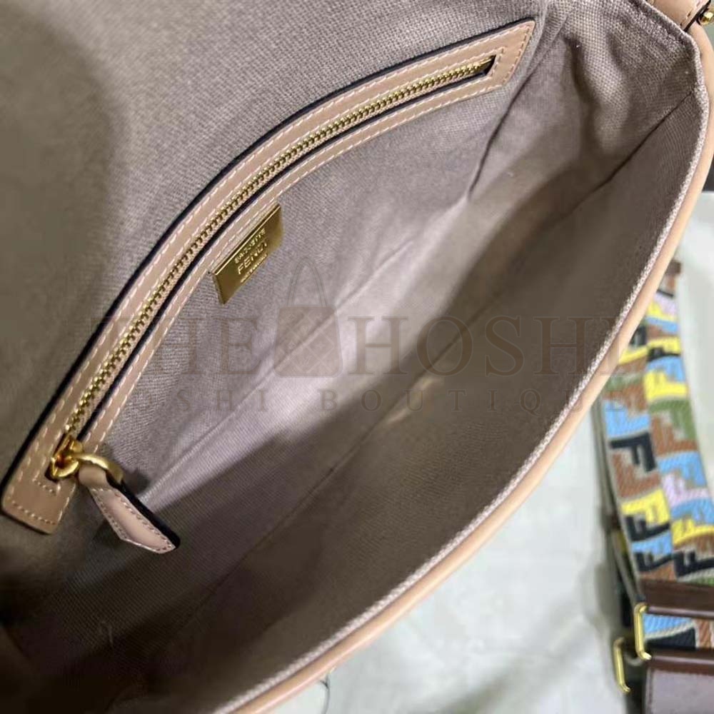 F**di Women Lconic Medium Baguette Gray FF Canvas Bag Master Quality