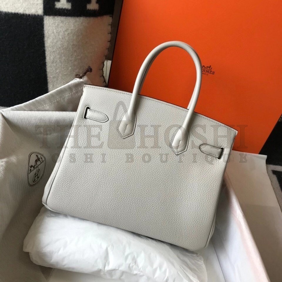 H**me5 Pearl Grey Clemence Birkin 30cm Bag GHW Master Quality