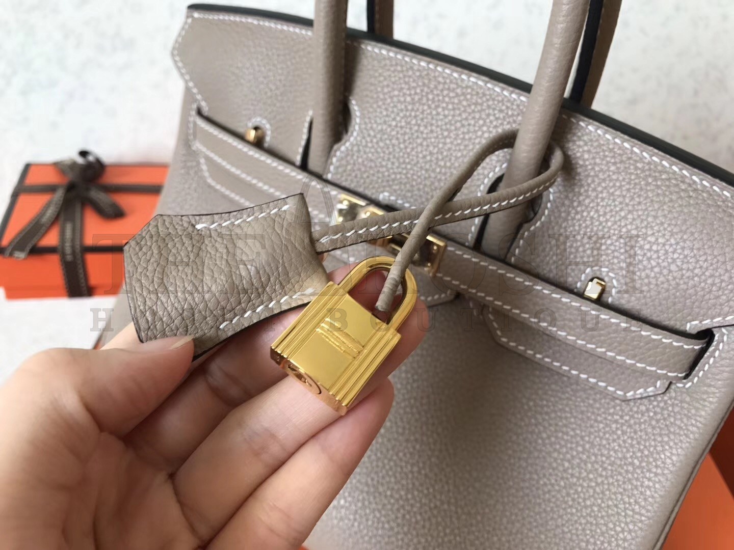 H**me5 Grey Birkin 25cm Clemence Handmade Bag Master Quality