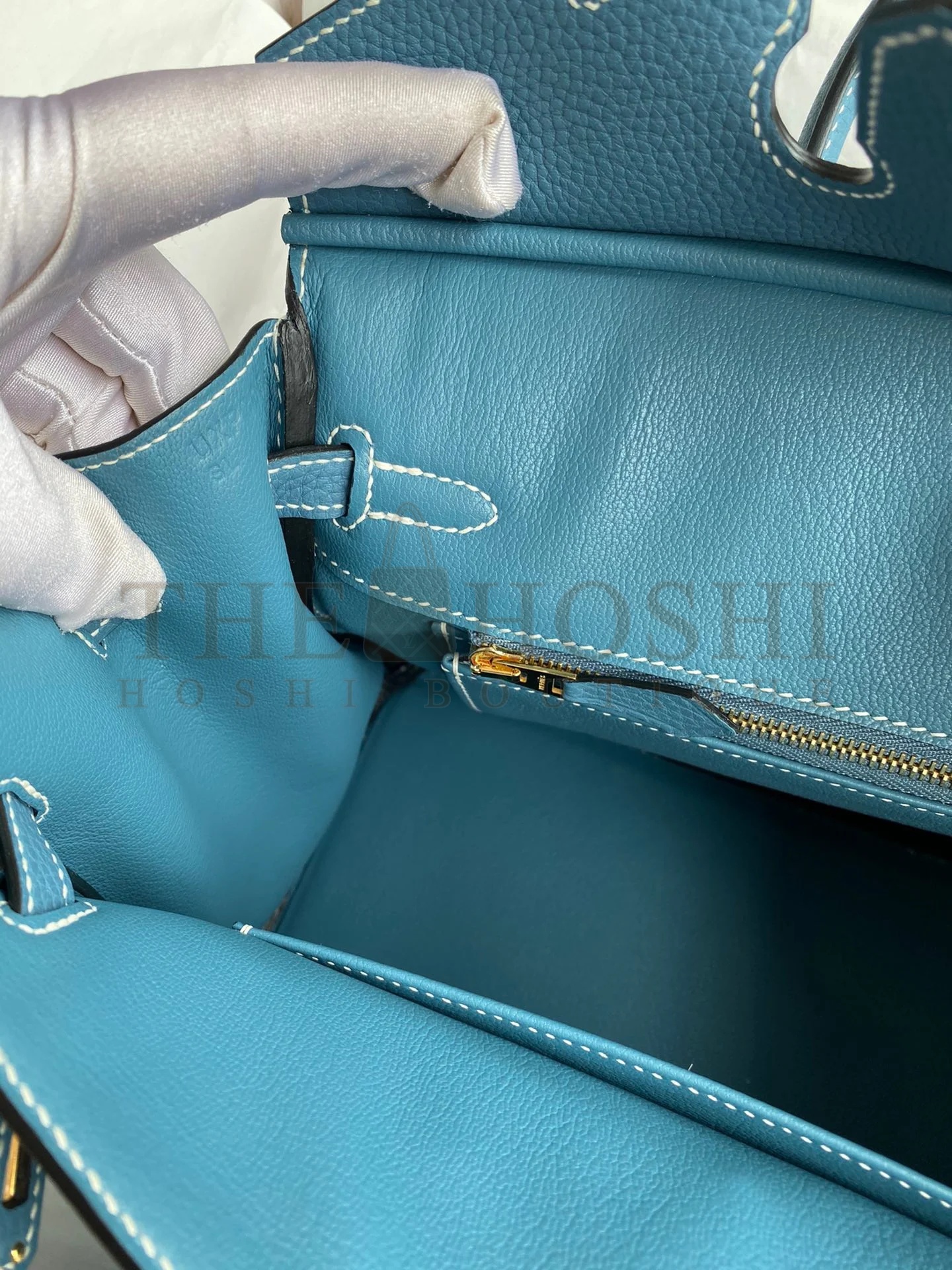 H**me5 Birkin 25 Handmade Bag In Blue Jean Clemence Leather Master Quality