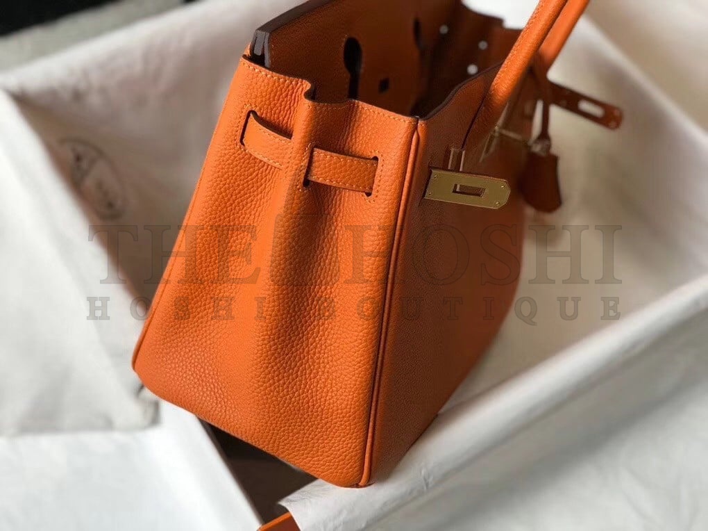 H**me5 Birkin 30 Bag in Orange Clemence Leather with GHW Master Quality