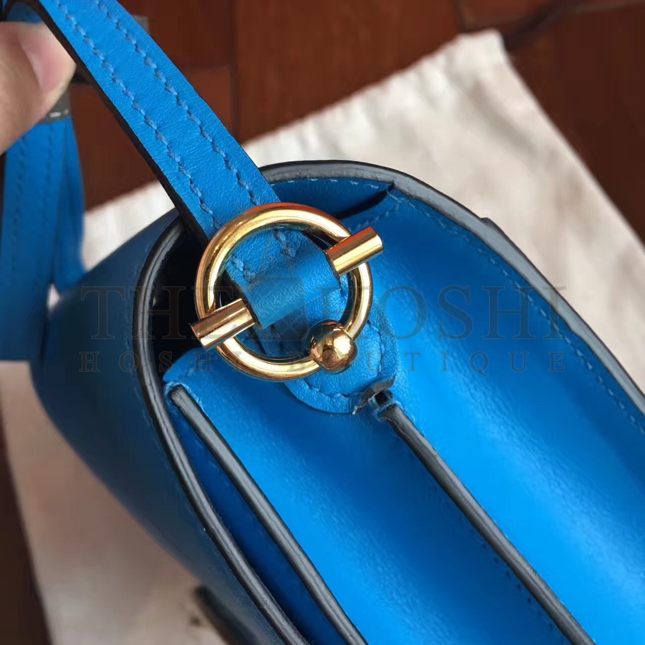 H**me5 Mini Sac Roulis Bag In Blue Hydra Swift Leather Master Quality