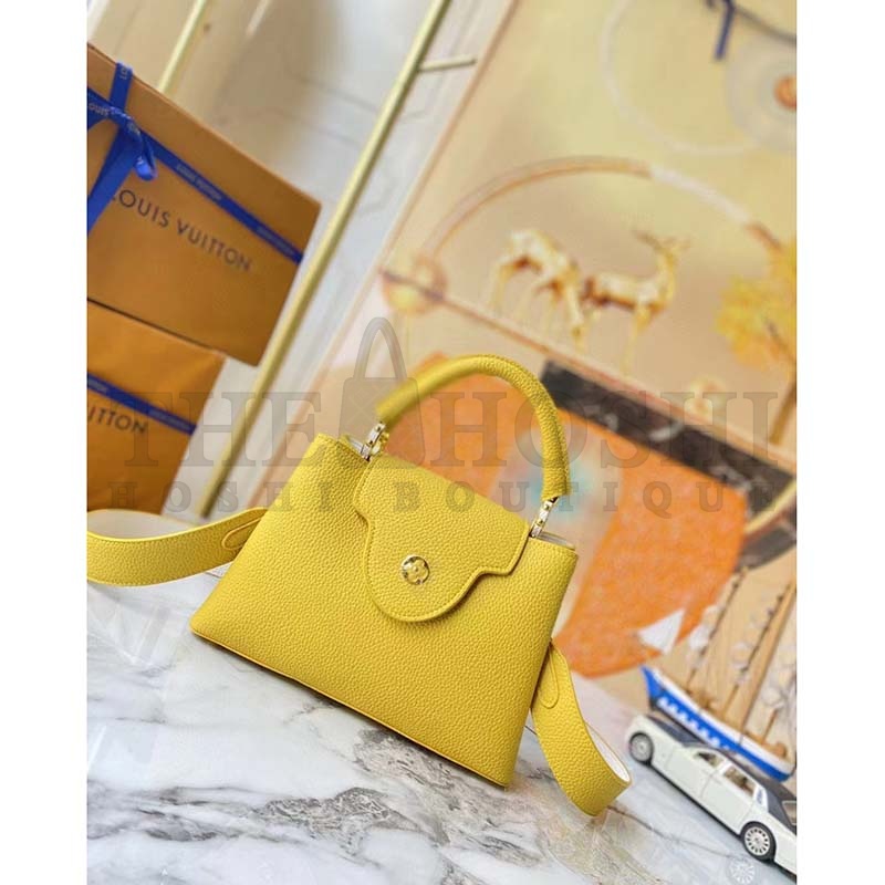 L0vis Vvtt0n LV Women Capucines BB Handbag Yellow Taurillon Leather Master Quality