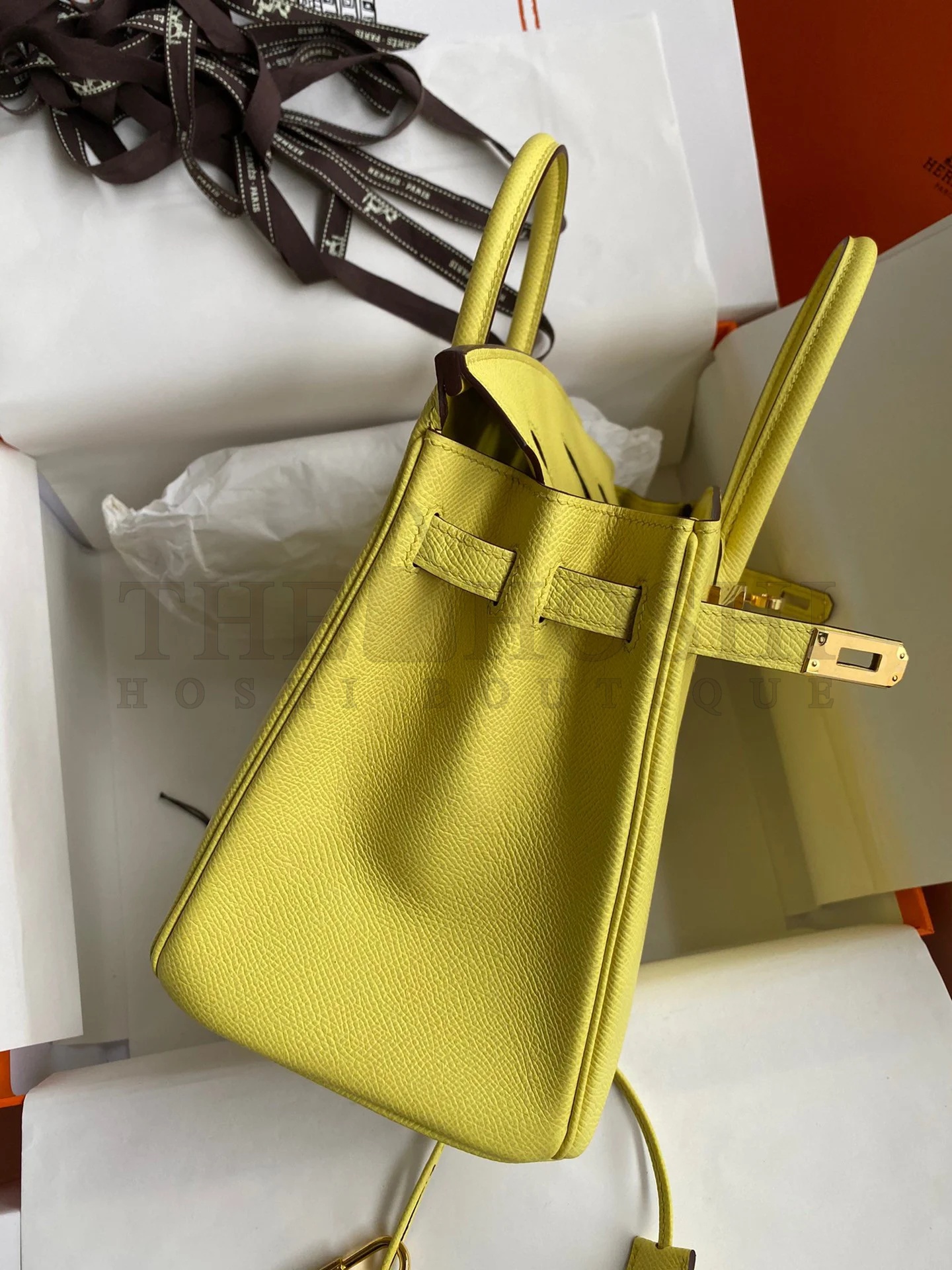 H**me5 Birkin 25 Retourne Handmade Bag In Lime Epsom Calfskin Master Quality