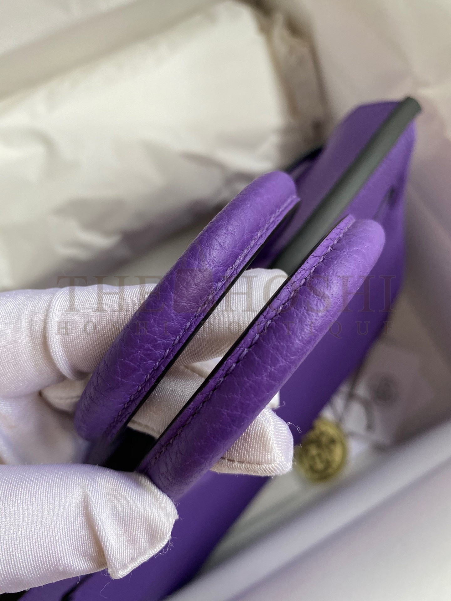 H**me5 Birkin 25 Retourne Handmade Bag In Violet Clemence Leather Master Quality