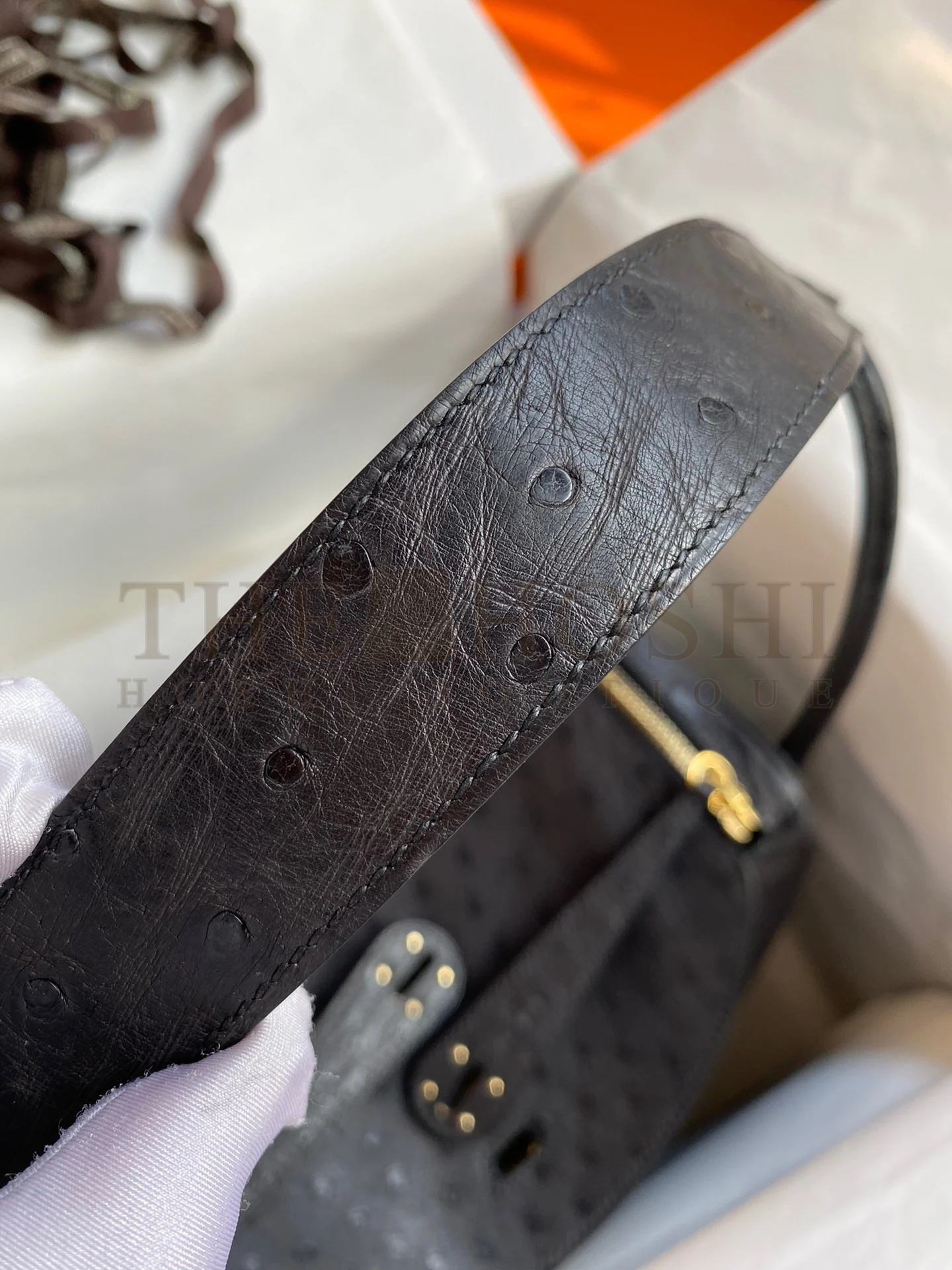 H**me5 Lindy 30 Handmade Bag In Black Ostrich Leather Master Quality