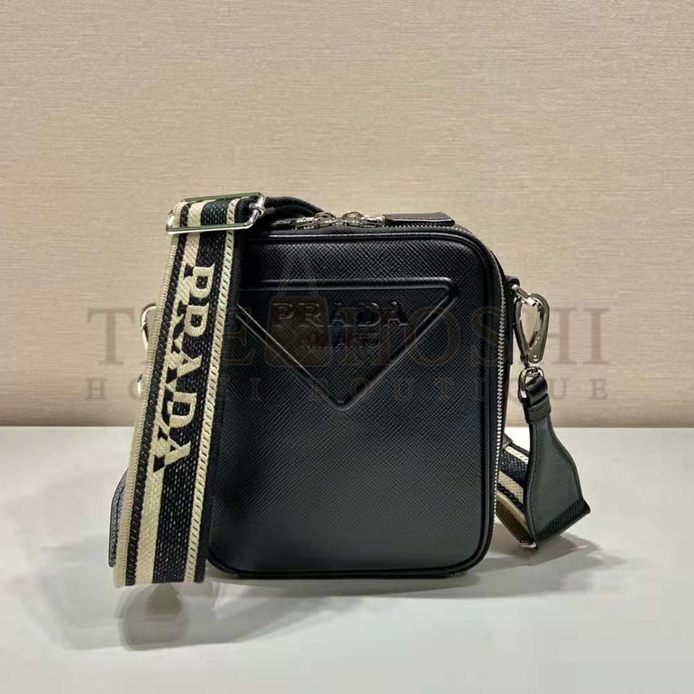 Pra*a Women Saffiano Leather Shoulder Bag-Black Master Quality