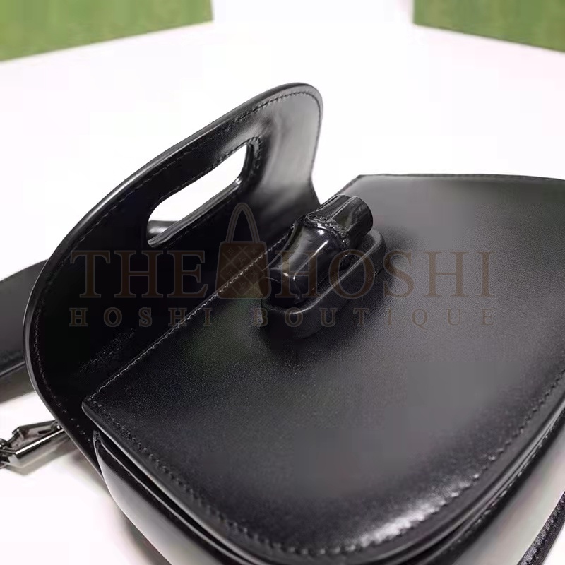 Gvc*1 Women Bamboo 1947 Mini Top Handle Bag Black Leather Bamboo Hardware Master Quality