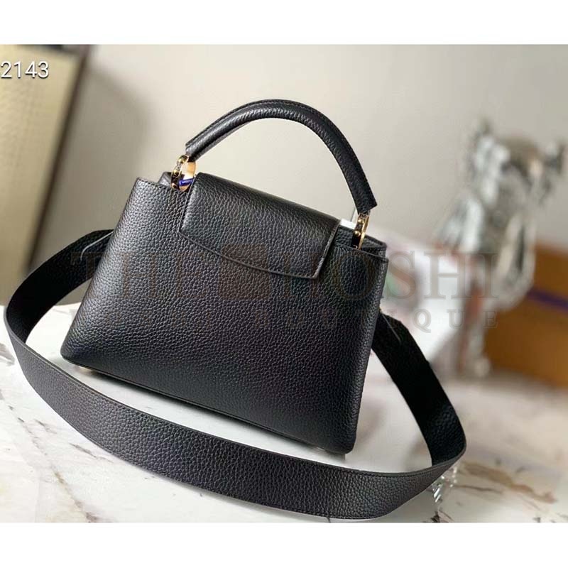 L0vis Vvtt0n LV Women Capucines BB Handbag Black Taurillon Leather Snap Hook Master Quality