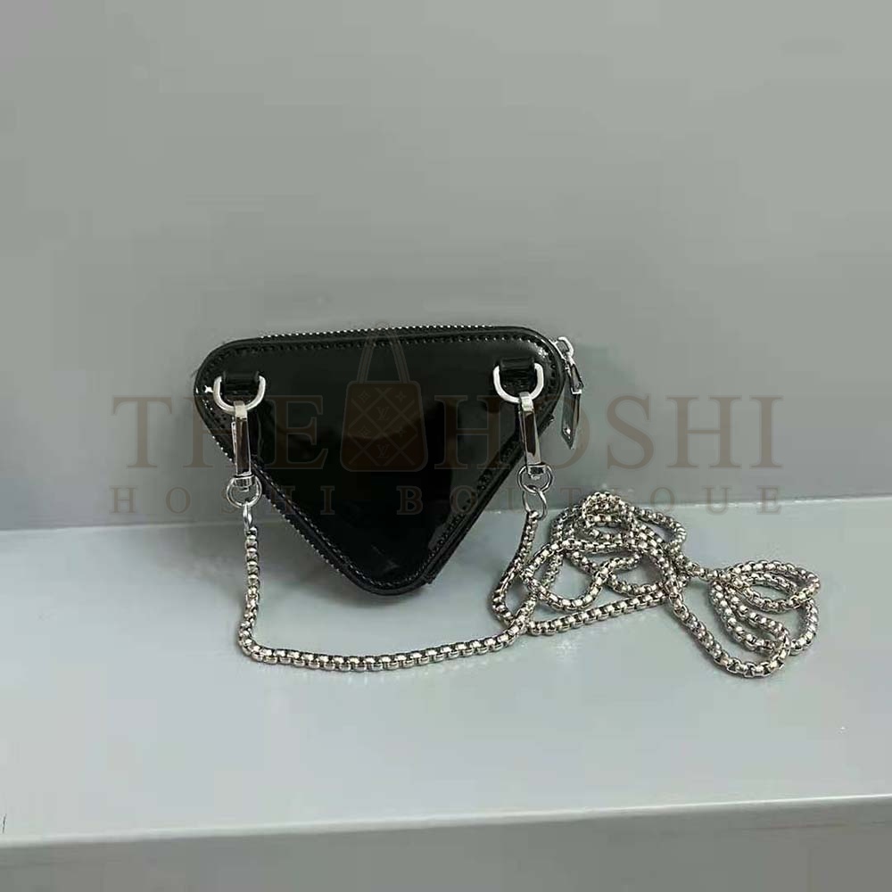 Pra*a Women Brushed Leather Mini-Pouch-Black Master Quality