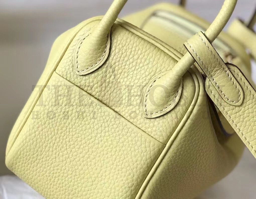 H**me5 Mini Lindy Bag In Jaune Poussin Clemence Leather Master Quality