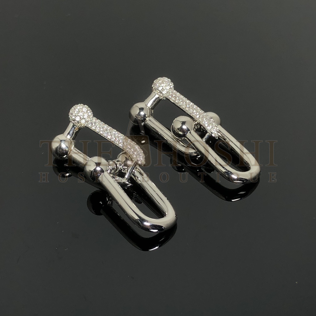 T*f*ny Earrings New Half D1am0nd Double U Ear Dangle Master Quality