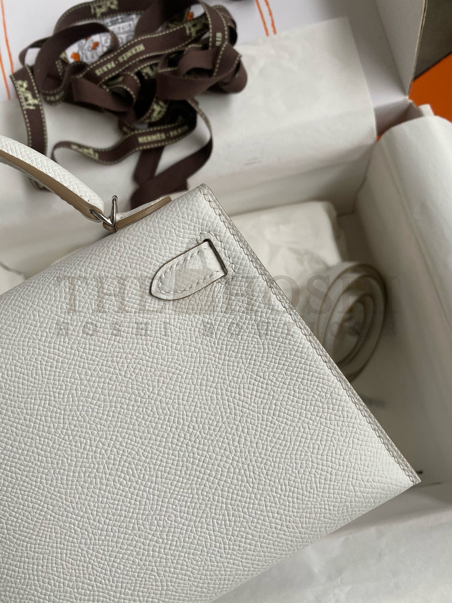 H**me5 Kelly Mini II Sellier Handmade Bag In Gris Pale Epsom Calfskin Master Quality