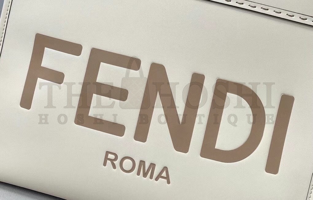 F**di Sunshine Medium Tote Bag In White Calfskin Master Quality