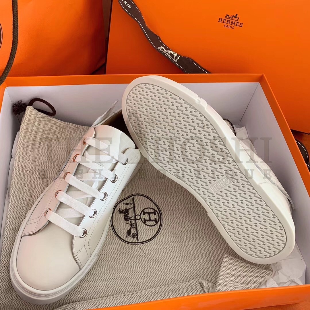 H**me5 Velvet Sneakers In White Calfskin With Printed Wing Patch Master Quality