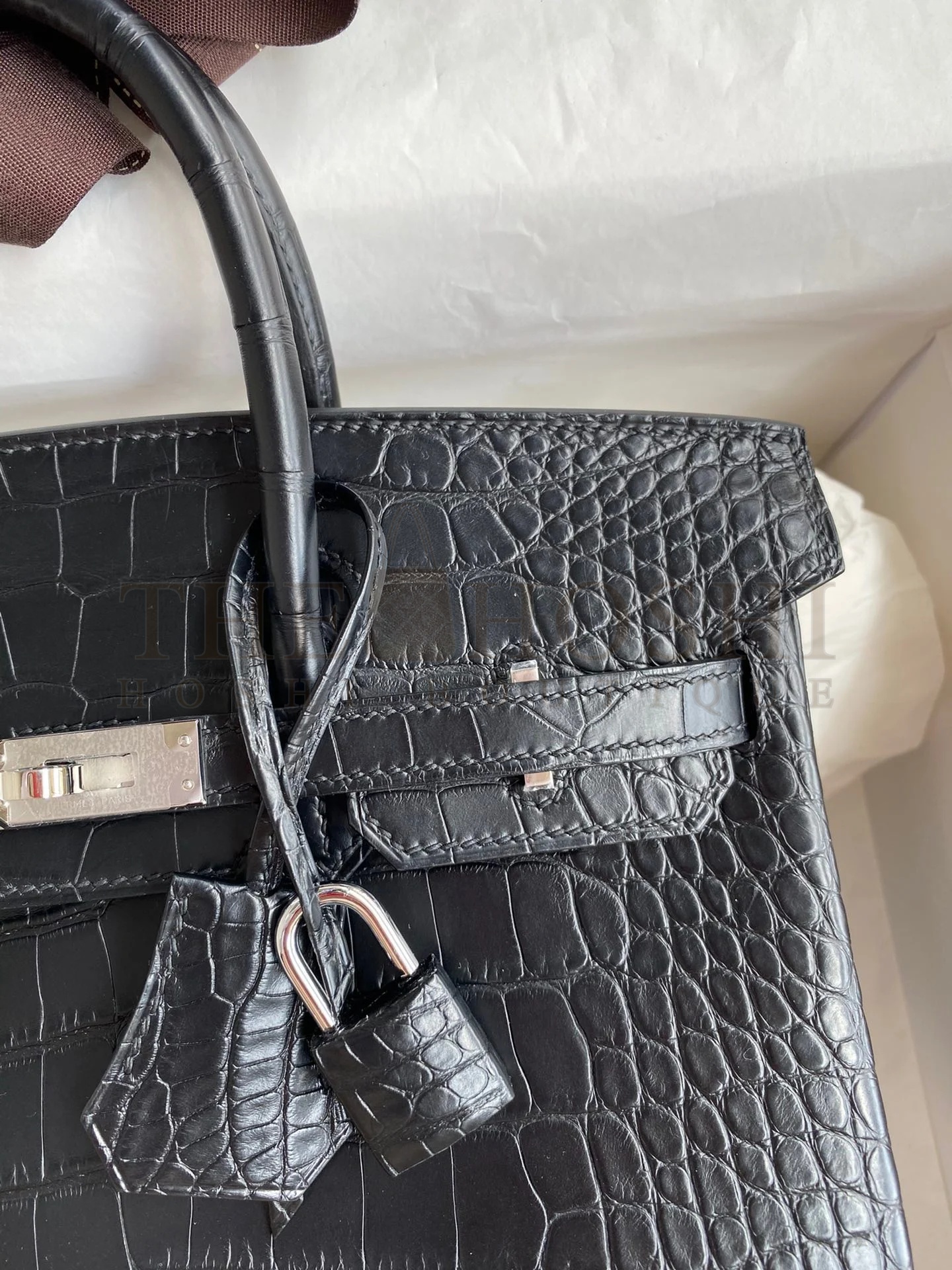 H**me5 Birkin 25 Retourne Handmade Bag In Black Matte Alligator Leather Master Quality