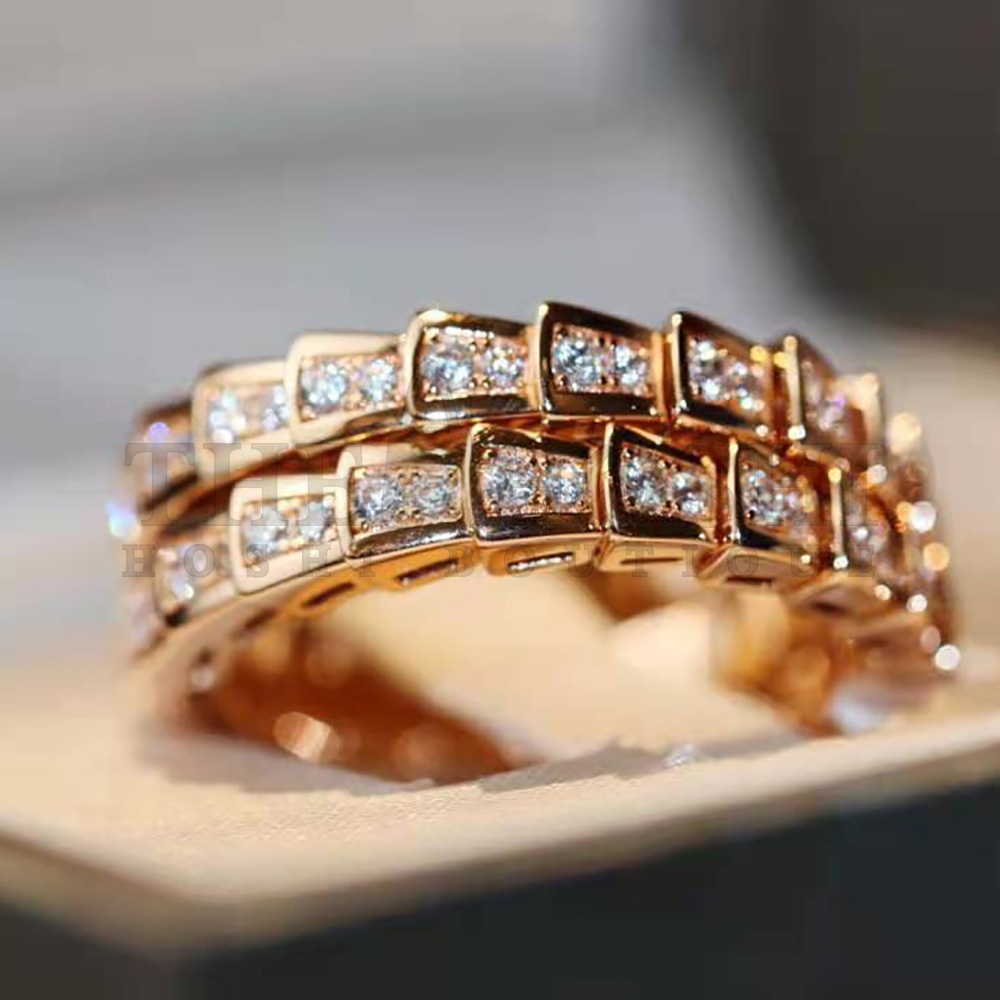 Bv1g*ai Women Serpenti Viper Two-coil 18 KT Rose Gold Ring Master Quality