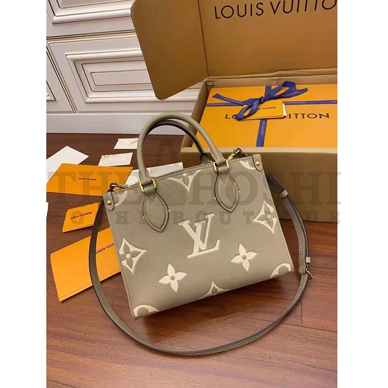 L0vis Vvtt0n LV Women Onthego Tote Beige Embossed Grained Cowhide Leather MM M45494 (35 x 27 x 14 cm）BB M47054 (18 x 15 x 8.5 cm) Master Quality