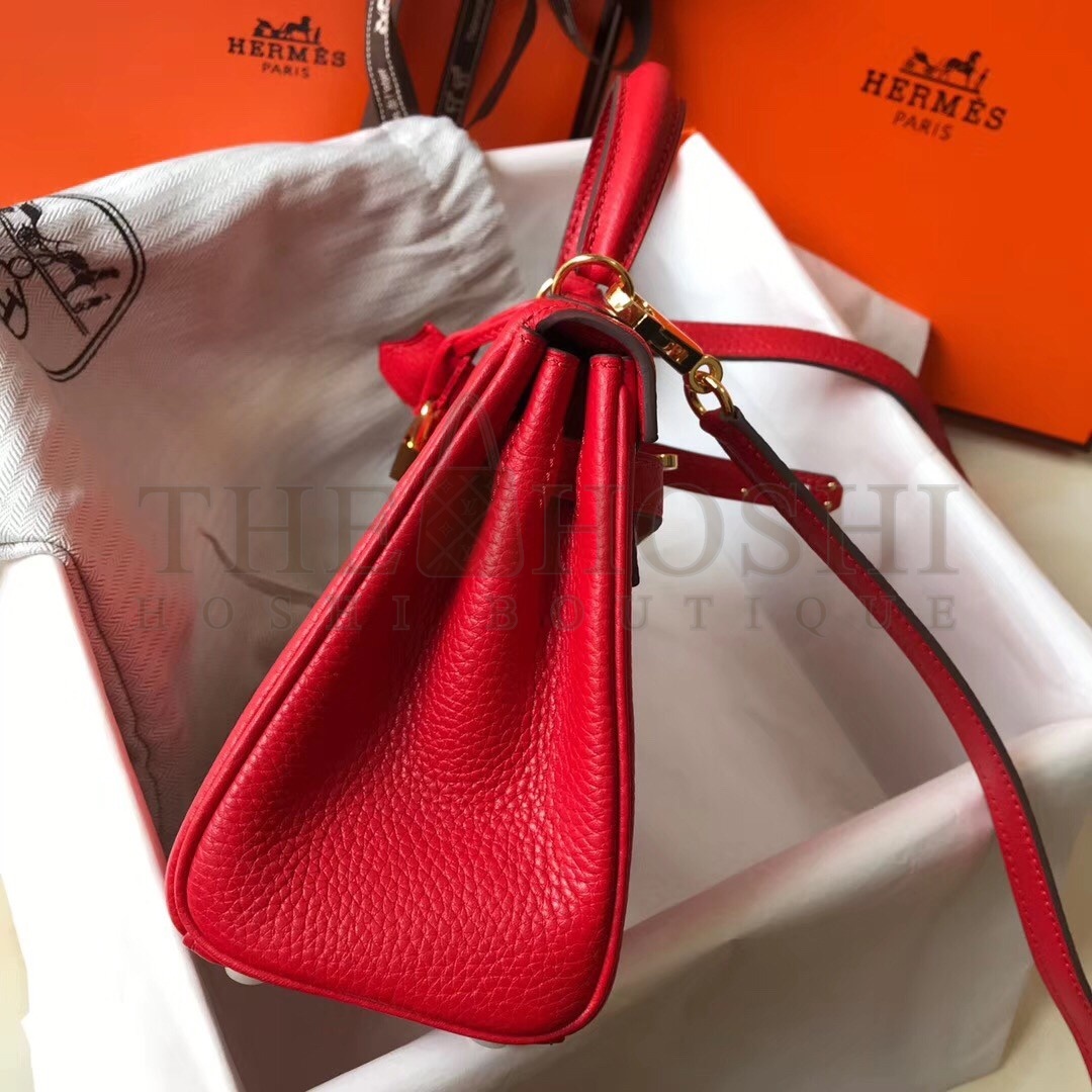H**me5 Mini Kelly 20cm Bag In Red Clemence Leather Master Quality