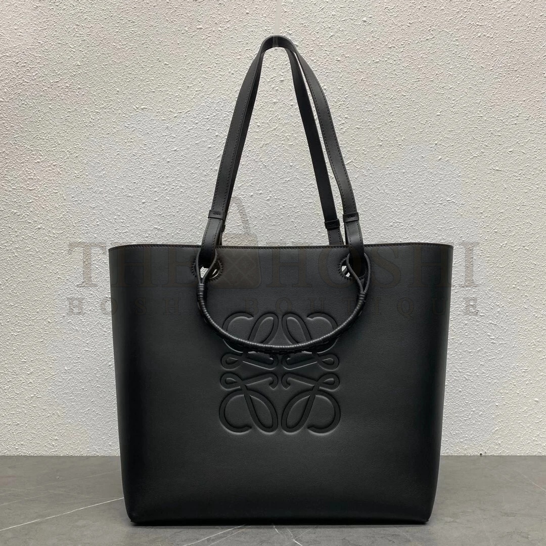 L0ew* Anagram Small Tote In Black Classic Calfskin Master Quality