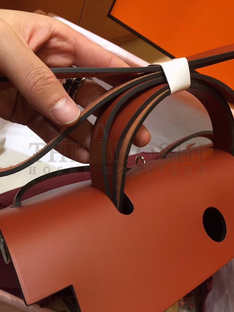 H**me5 Herbag Zip 31cm Bag In Camel And Bordeaux Master Quality