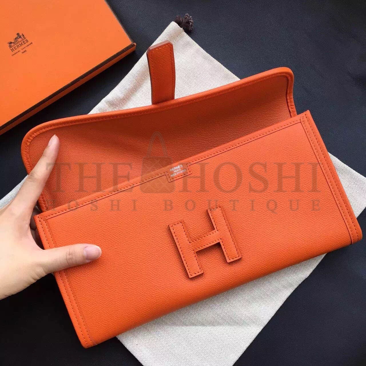 H**me5 Orange Epsom Jige Elan 29 Clutch Bag Master Quality