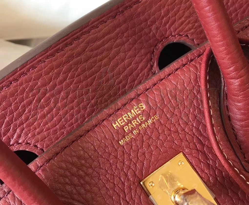 H**me5 Birkin 25 Bag In Bordeaux Clemence Leather with GHW Master Quality