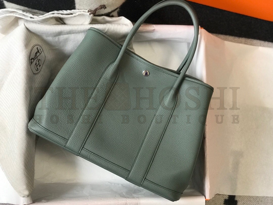H**me5 Garden Party 36 Bag In Vert Amanda Clemence Leather Master Quality