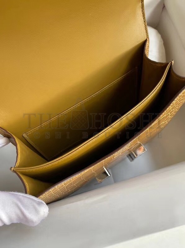 H**me5 Constance 24cm Bag In Light Brown Alligator Crocodile Skin Master Quality