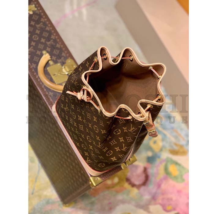 L0vis Vvtt0n LV Women Noé Bucket Bag Brown Monogram Coated Canvas Cowhide Leather Master Quality